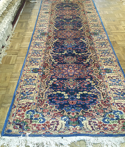 The Perfect Rug Runner - Blue Kerman Lavar wool & silk runner 