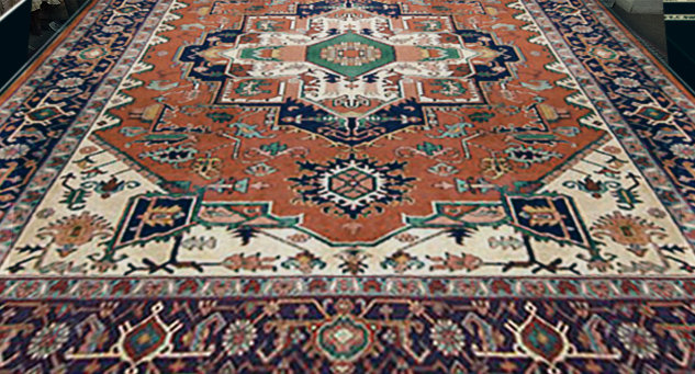 Classic Persian Heriz hand-knotted wool Oriental rug (pictured)