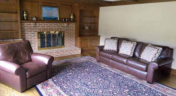 Nejad Hunt Tabriz rug (pictured) in New Hope PA living room