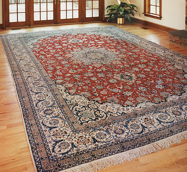 Persian Nain room-size silk & wool area rug by Nejad