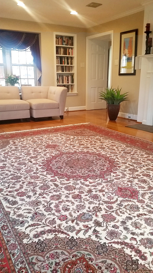 Nejad's very fine investment quality Persian Tabriz Silk & Wool rug 10' x 14' in Elkins Park PA modern residence.