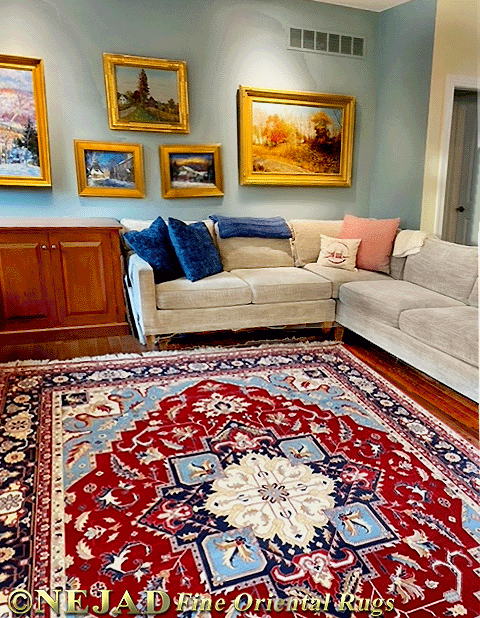 Very Fine Pakistan Heriz Rug in Our Clients' Living Room