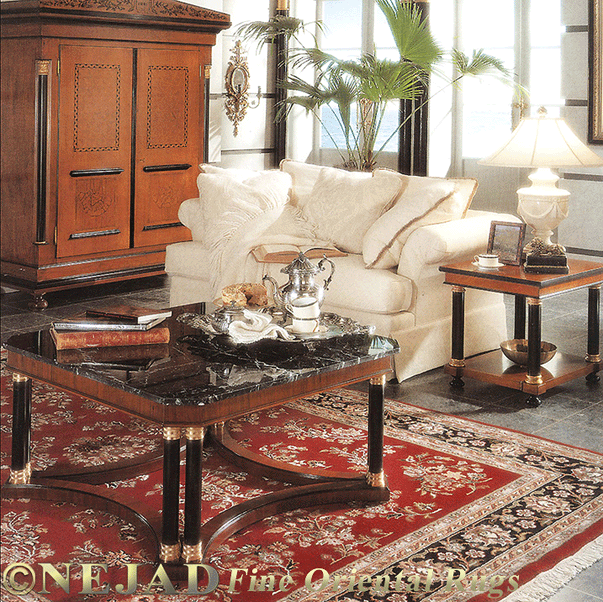 This elegant, plush and finely-woven heirloom Persian Sarouk area rug 
by Nejad offers both insulation and comfort as well as aesthetic appeal