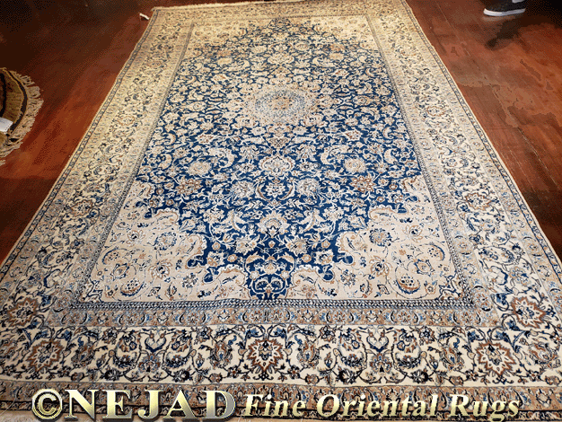 Room-size Persian Nain Silk & Wool Rug in Gorgeous Blues Purchased by Clients in 
Reading PA