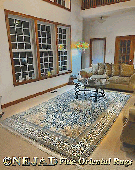 View of Nain Rug in Nejad Client Living Room