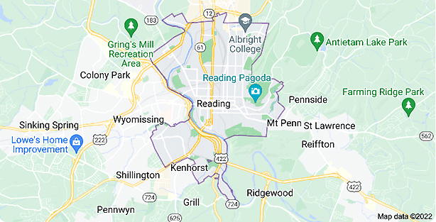 Reading/Wyomissing PA Map