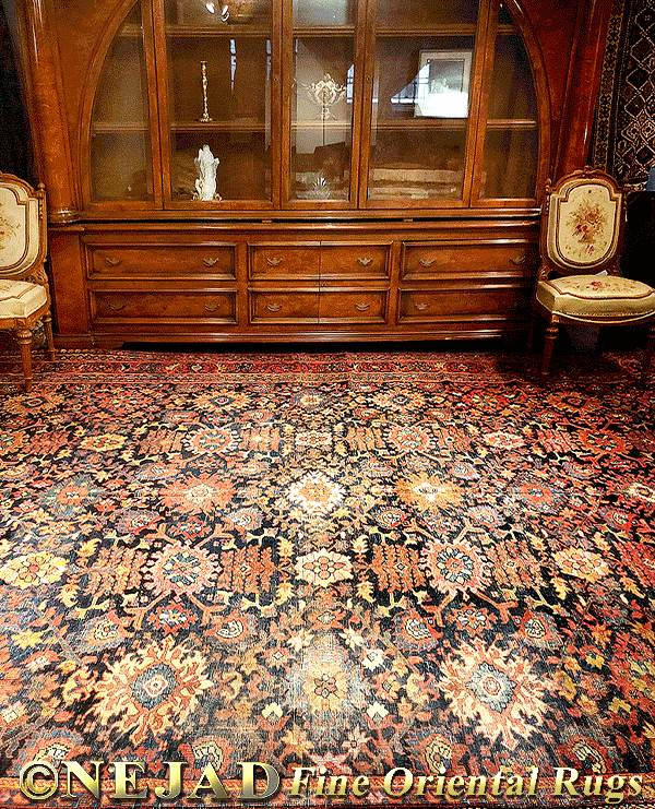 Nejad is offering this investment-quality 17 ft. 3 in. x 10 ft. 2 in. 
Antique Ziegler Mahal carpet made in Western Persia circa 1890