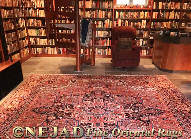 Nejad's Antique Persian Rug in Client's Philadelphia Suburb Home Library