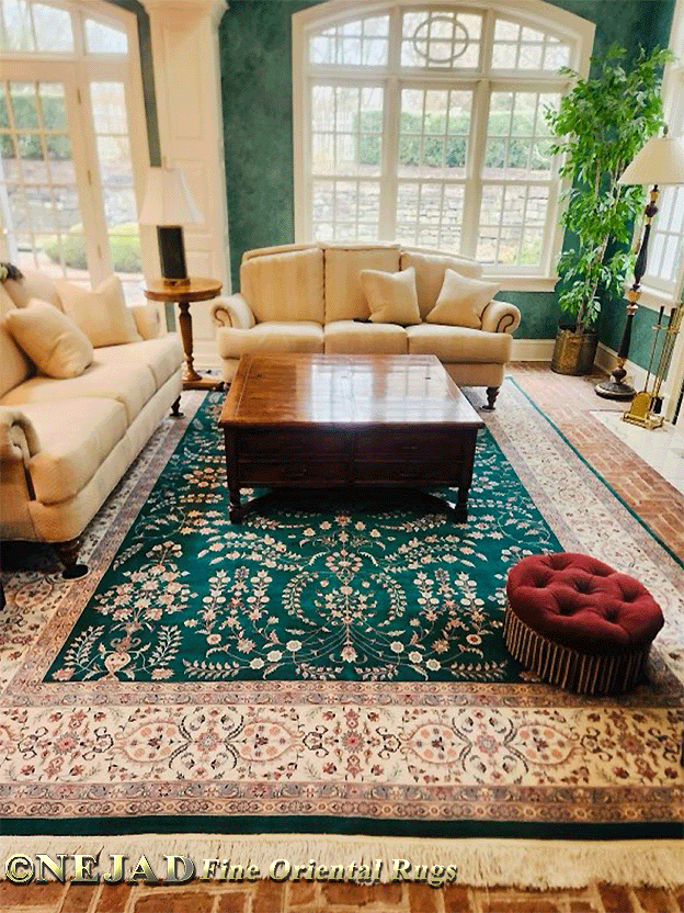 Very Fine One of a Kind Pakistan Sarough Rug in Family Room