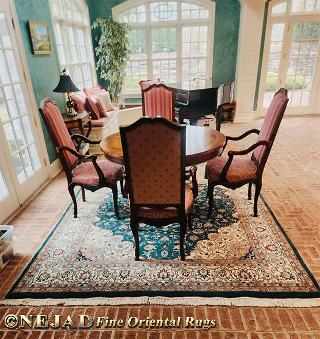 Timeless Elegance in Dining Rooms Featuring Green Oriental Rugs