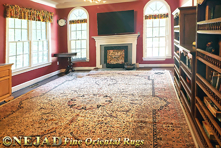 Nejad 12' x 18' Room size Persian Esfahan Rug  in Client Living Room