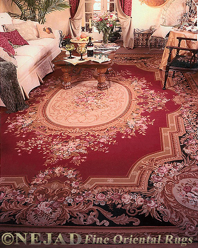 Nejad NP002BREM Grandeur Collection 12' x 18' Burgundy / Emerald Versailles Aubusson Rug