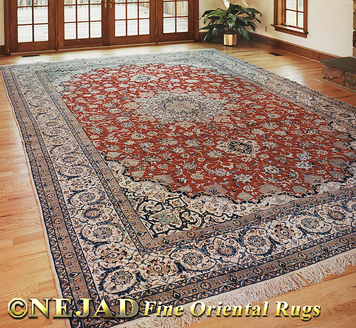 Nejad 12' x 18' Genuine Persian Nain Rug in Client Living Room