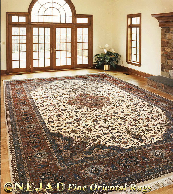 Nejad One of a Kind 12' x 18' Genuine Persian Tabriz Rug  in Client Living Room