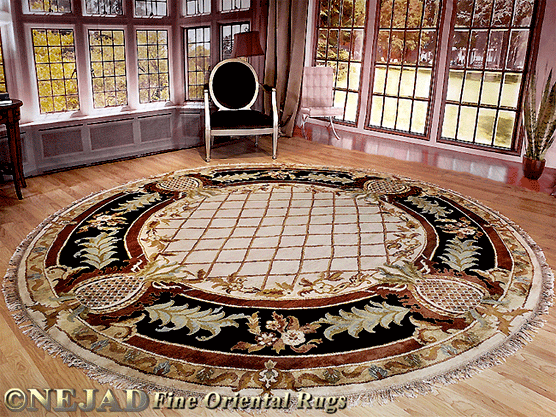 10' Round Pineapple Aubusson rug in Bryn Mawr PA home