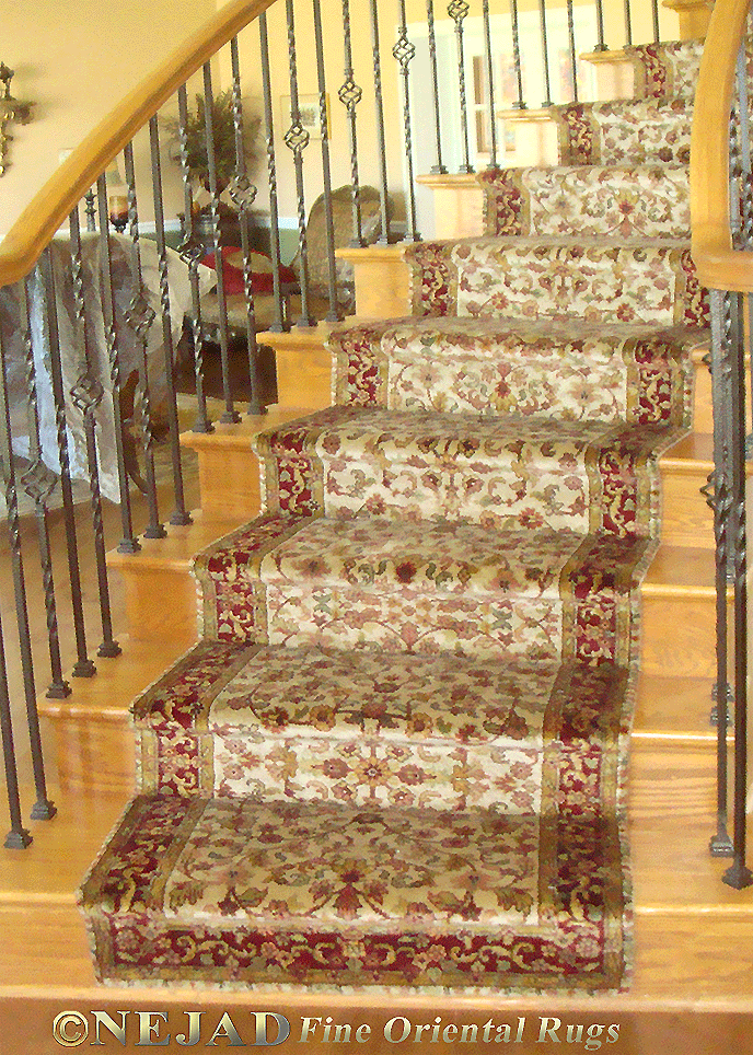 Classic Stair Runner Installation on winding staircase 
in Newtown PA Home