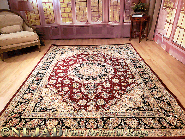 Nejad #SP011BRBK Tabriz Rug with Medallion - Full View