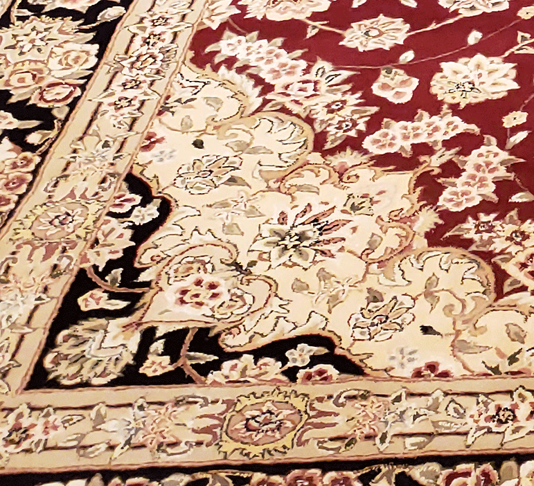 Nejad #SP011BRBK Tabriz Rug with Medallion - Spandrel Detail