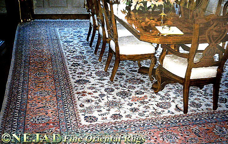 Nejad Impressive 12ft X 18ft Large Persian Kashan Rug in Client Dining Room