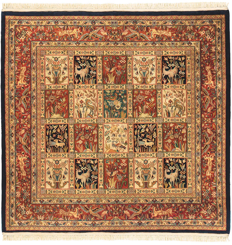 Bakhtiari square rug M010MTRT  Multi/Rust / Wool 