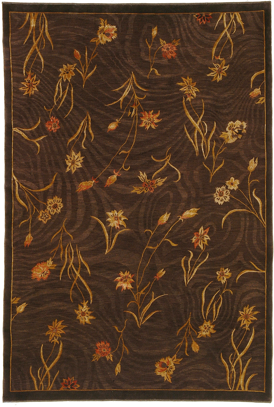 Name: 'Garden FLowers'  Collection: Neo Nepal
 NN015BNBN / Brown/Brown / 100% Wool 