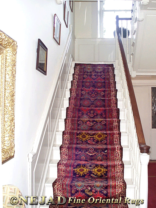 Staircase Rug Runner Installed by Nejad in Bucks County
Estate as featured in Architectural Digest