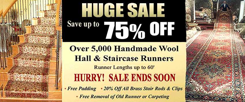 HUGE SALE - SAVE UP TO 75% OFF ON OVER 5,000 HANDMADE WOOL 
HALL & STAIRCASE RUNNERS