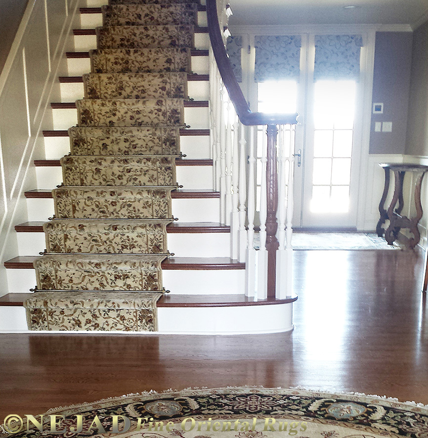 Skippack, Montgomery County Custom Stair Runner 
Installation by Nejad Rugs of Doylestown, Bucks County, PA