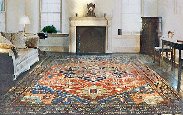 About Persian Serapi Antique Oriental Rugs An Introduction This Impressive Room Sized Serapi Carpet From Nejad S Antique Rug