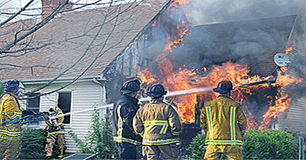 house fire with heavy smoke