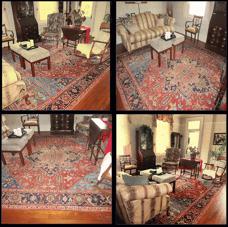 Antique Persian Heriz in Client's Bucks County PA Old Stone Farmhouse