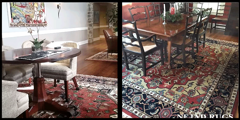 Oriental Heriz Rugs help to provide an air of Casual Dining Elegance in a Classic Interior Setting.