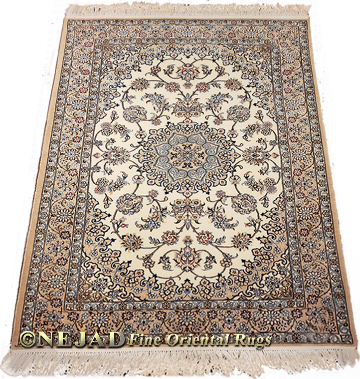 Persian Nain Silk and Wool Rug