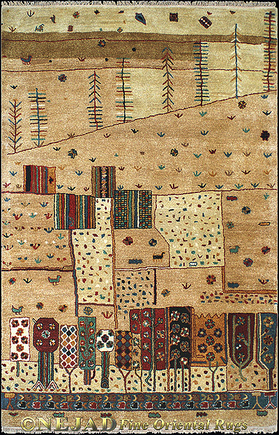 Village Life rug designed by artist and textile designer Theresa Nejad