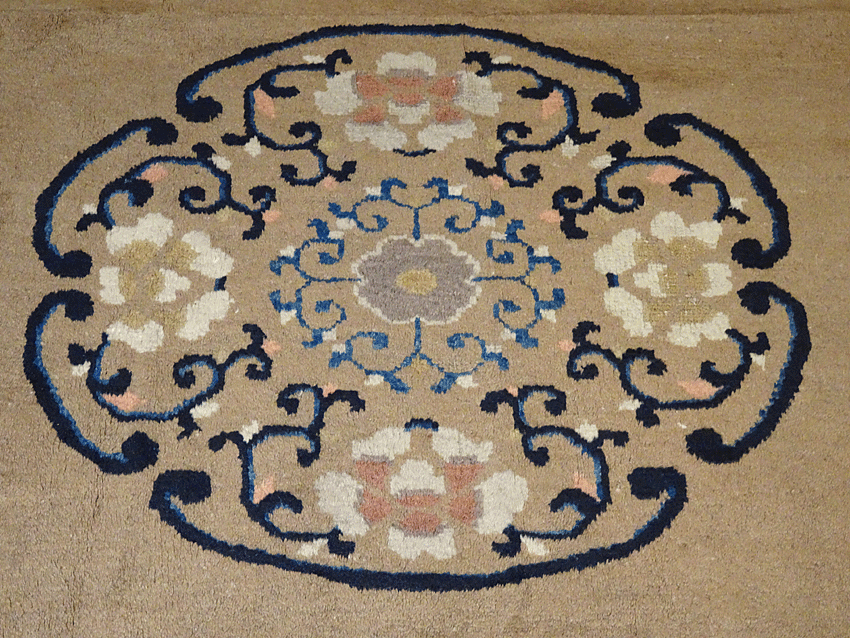 Nejad #22269 Antique Chinese Peking - Figure in Rug Field Close-up
