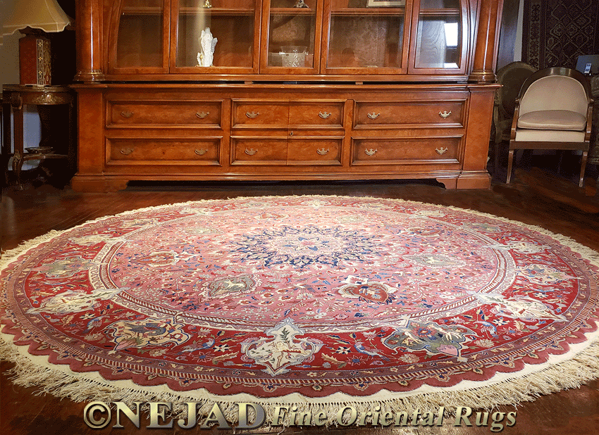 #89 very fine Sino Persian Tabriz silk & wool 10' round