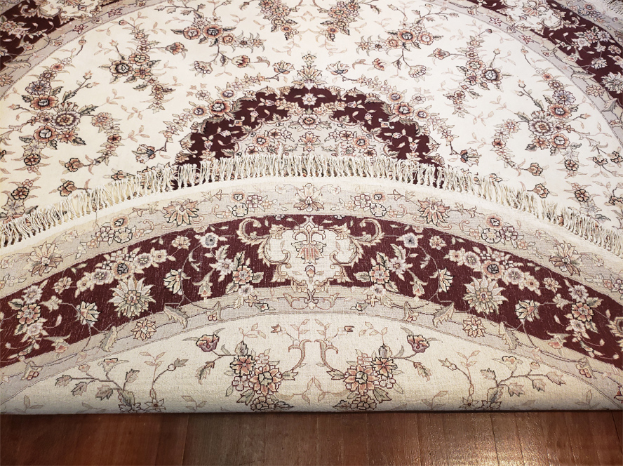 Nejad #80071 8' Round Tabriz Silk & Wool 1 of a kind rug