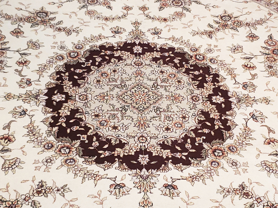 Nejad #80071 8' Round Tabriz Silk & Wool 1 of a kind rug