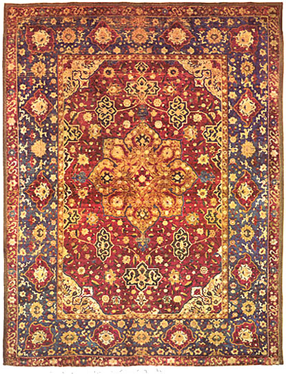 Image of 16th Century Persian Silk carpet with Medallion