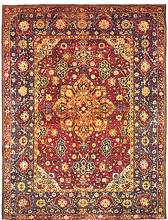 Image of 16th Century Persian Silk carpet with Medallion