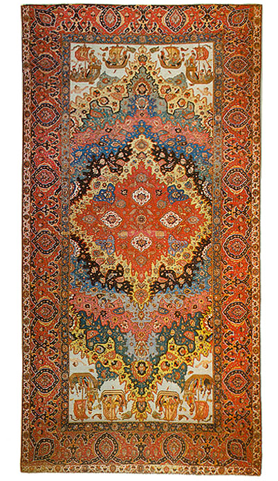 Classical Persian Royal Carpet with Large Center Medallion - c. 18th century