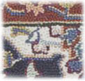 Characteristic loop pile of a Hook rug as seen on Nejad Rug 1001NYBR - in Bucks County Hook Rug Collection.