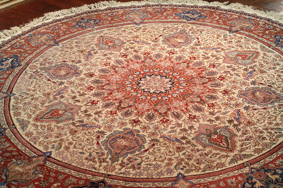 7 Round Persian Tabriz Silk Wool Area Rug Nejad 7 Round Persian Tabriz Silk Wool, Round Rugs 7×7
