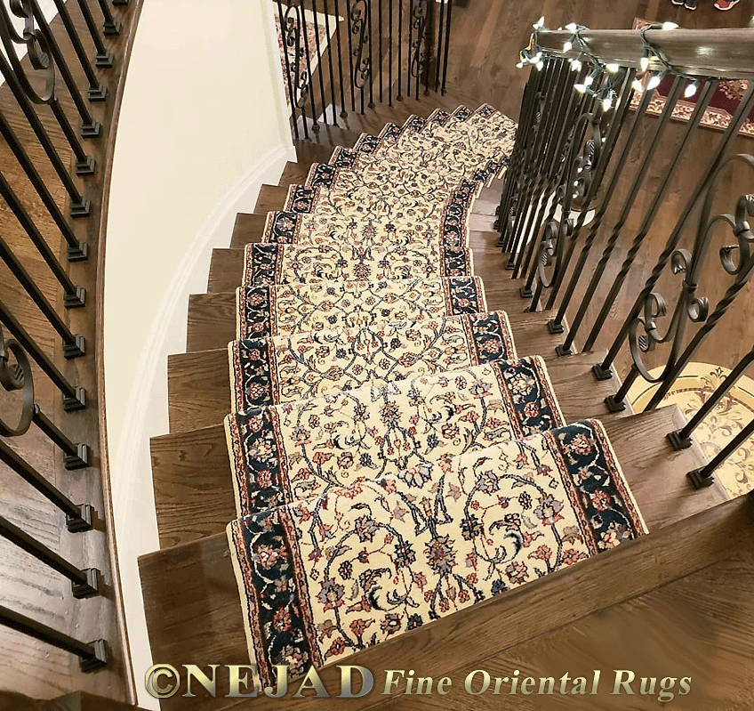 Nejad Rugs staircase runner installation in Bucks County PA
