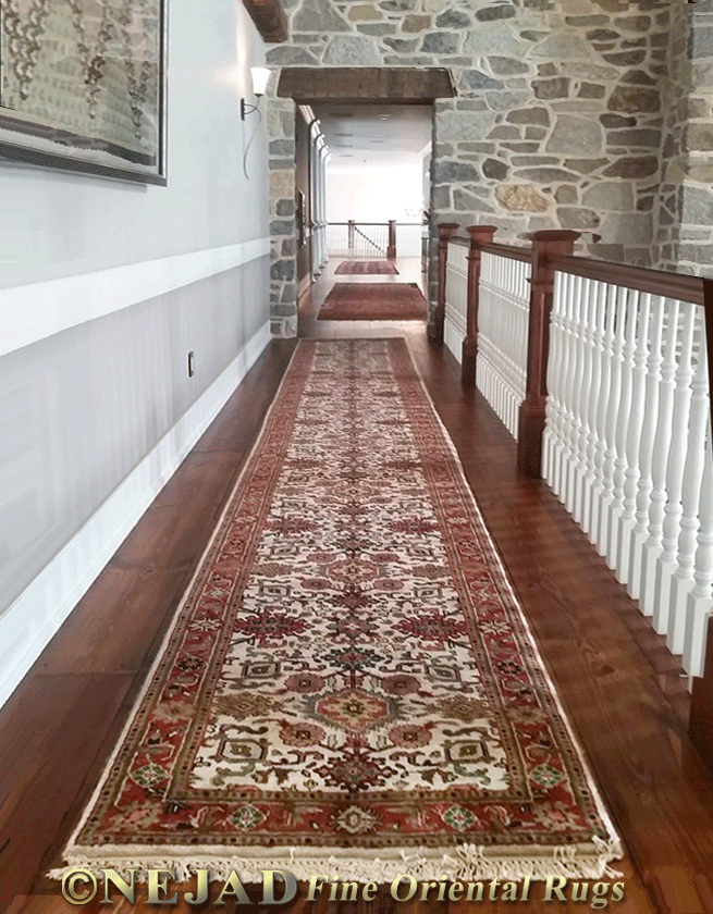 Long hallway in PA estate home fitted with a compliment of elegant and fahionable rug runners