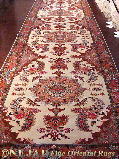 Persian Tabriz Silk & Wool 2'10'' x 10'5'' #22358 Ivory/Rose